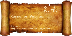 Kammerer Ambrus névjegykártya
